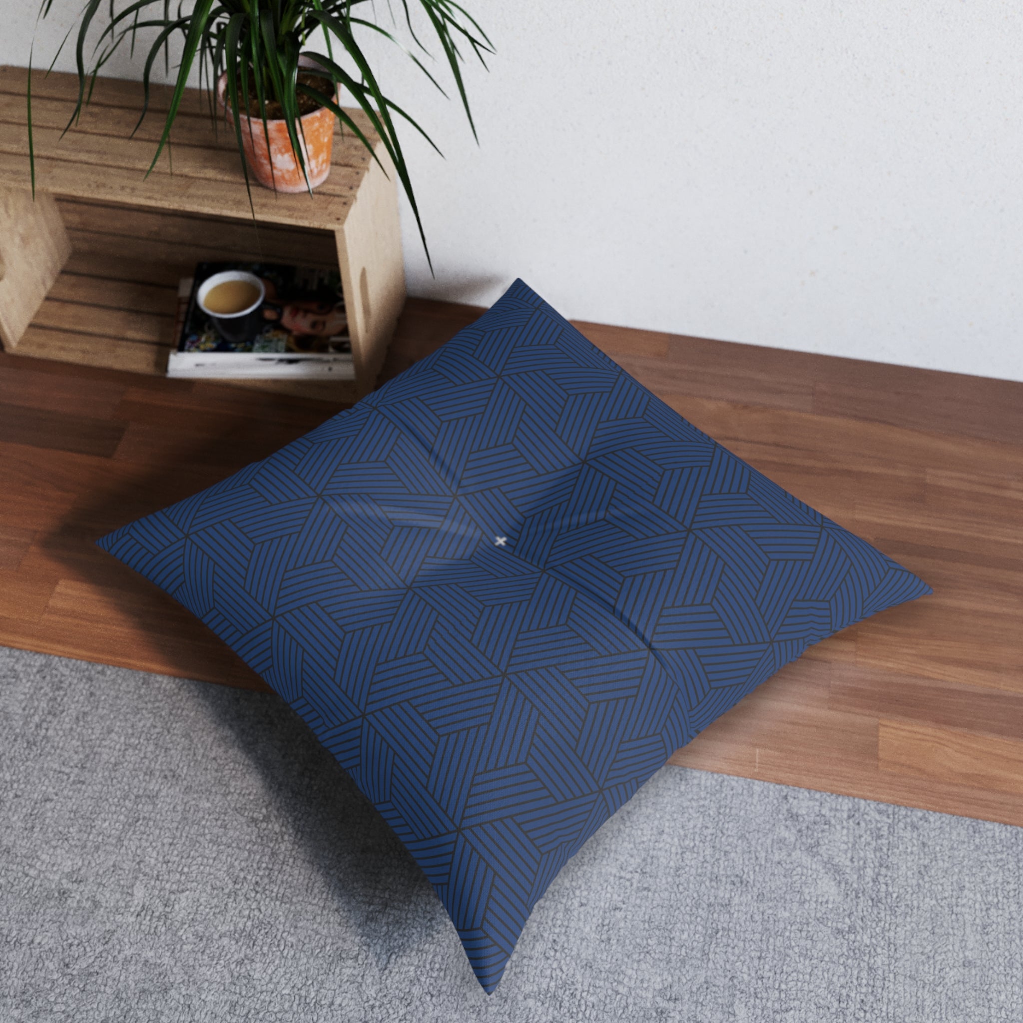 Pet Bed (Geometric Navy Design)